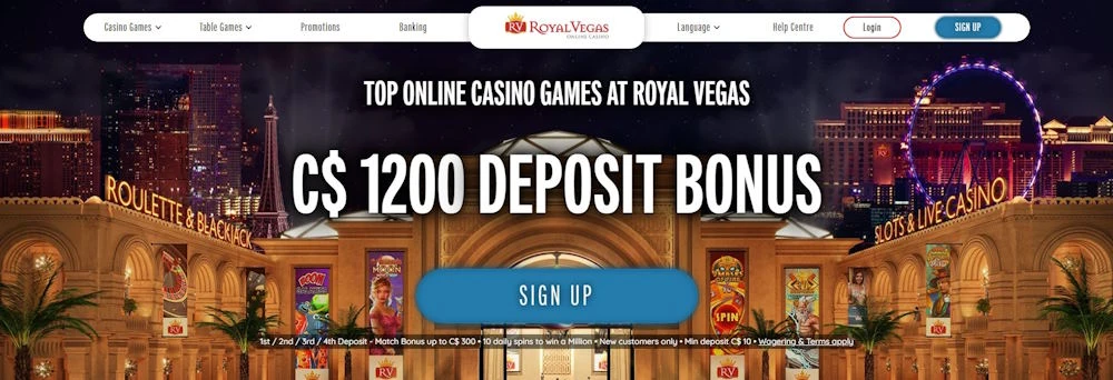 Royal Vegas casino homepage